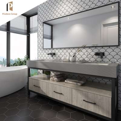 Modern hotel aluminum italian vanity Dark Black Wood Bathroom Vanity small bathroom cabinet