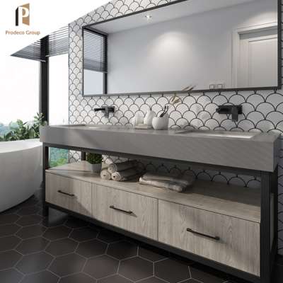 China factory supply hanging modern hotel bathroom vanity for prefabhouses